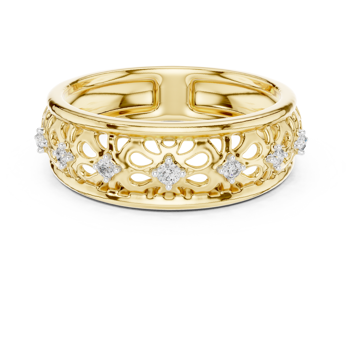Filigree Scrollwork Pave Set Lab Grown Diamond Ring