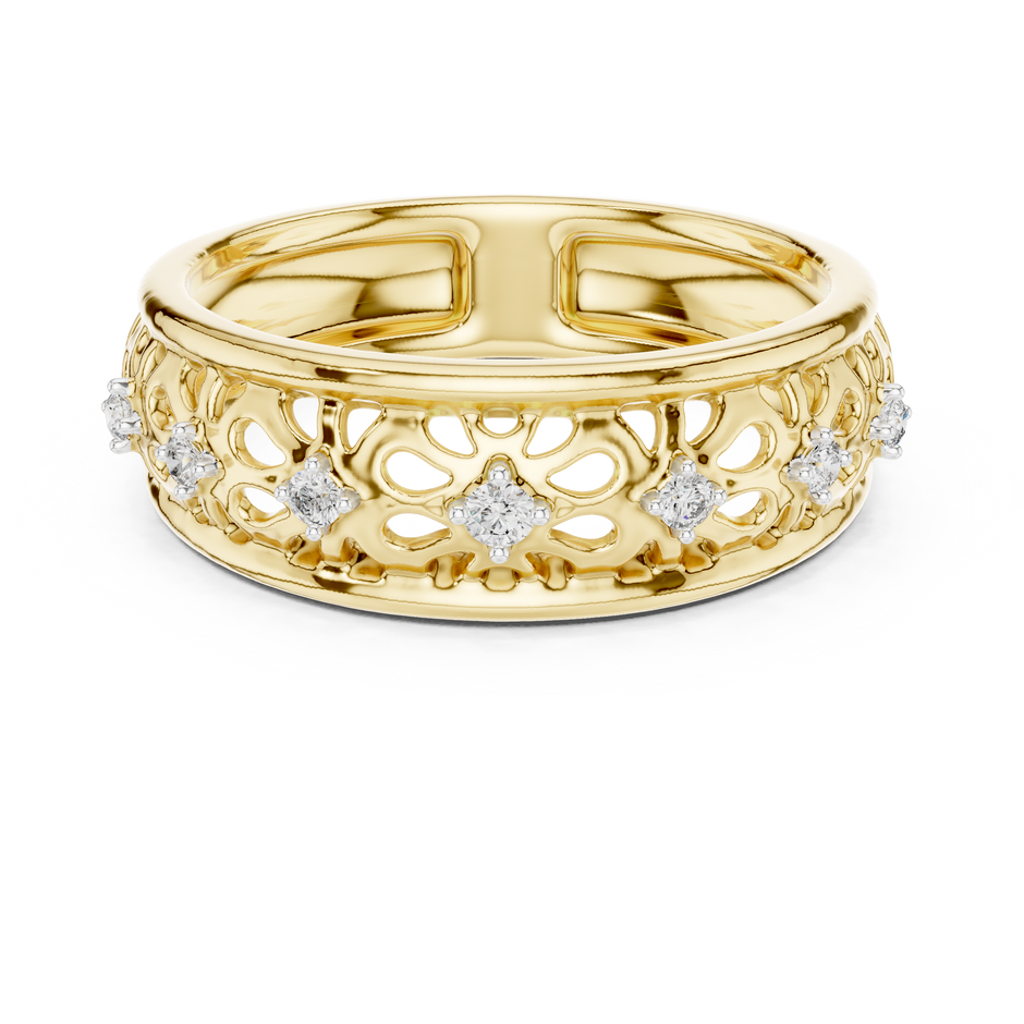 Filigree Scrollwork Pave Set Lab Grown Diamond Ring