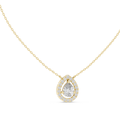 Pear Cut Lab Grown Diamond Floating Halo Pendant