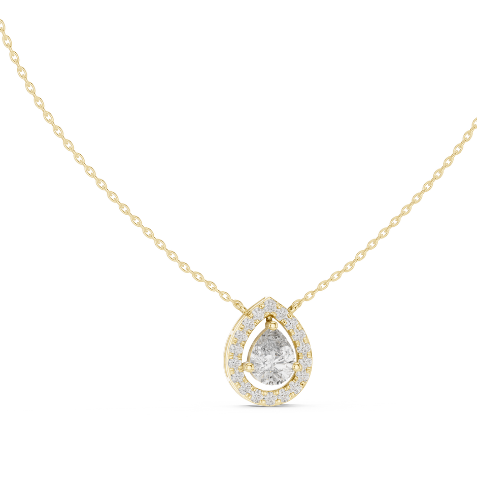 Pear Cut Lab Grown Diamond Floating Halo Pendant