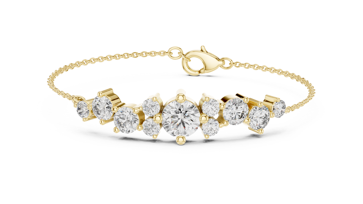 The Astral Graduated Round Lab Grown Diamond Cluster Station Chain Bracelet.