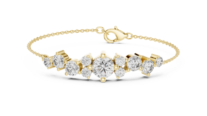 The Astral Graduated Round Lab Grown Diamond Cluster Station Chain Bracelet.