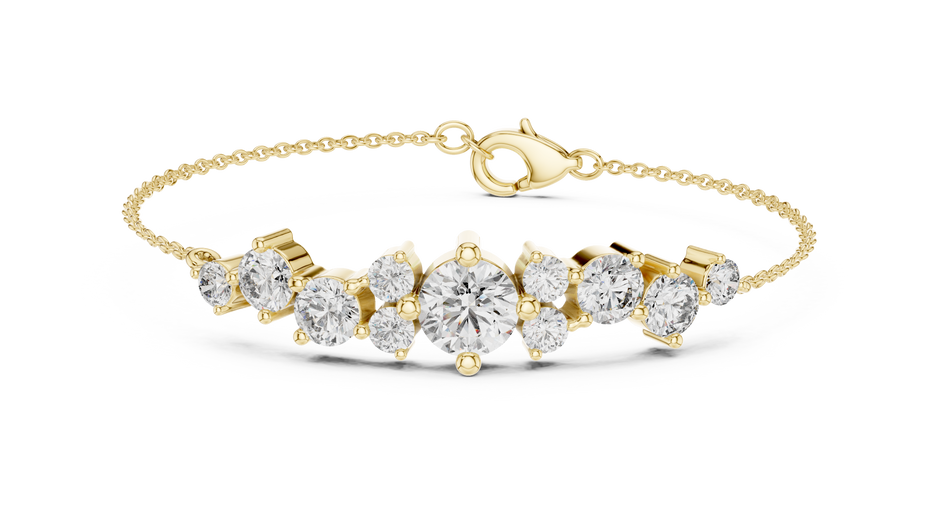 The Astral Graduated Round Lab Grown Diamond Cluster Station Chain Bracelet.