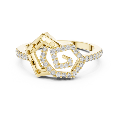 Interlocking Hexagon Pave Spiral Lab Grown Diamond Ring