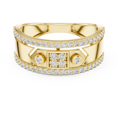 Hexagonal Bezel Square Pave Lab Grown Diamond Ring