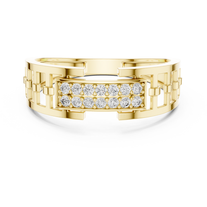 The Imperial Geometric Lattice Dual Row Pave Center Lab Grown Diamond Ring