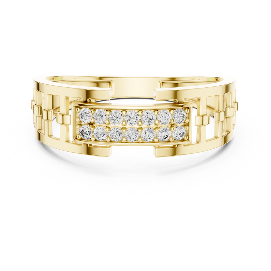 The Imperial Geometric Lattice Dual Row Pave Center Lab Grown Diamond Ring