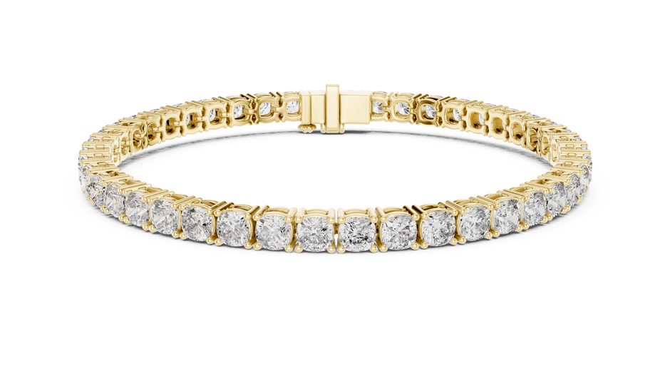 The Royal Cushion Cut Lab Grown Diamond Four-Prong Tennis Bracelet.