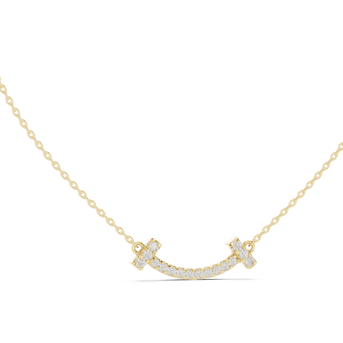 Curved Smile Pave Lab Grown Diamond Bar Pendant