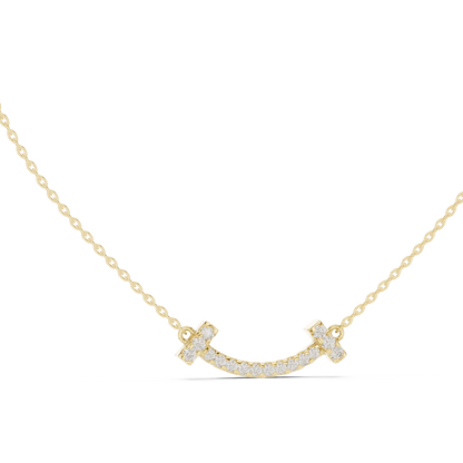 Curved Smile Pave Lab Grown Diamond Bar Pendant