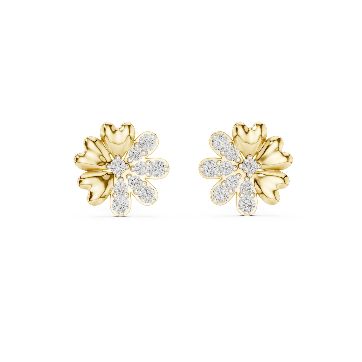 Round Cluster Heart Petal Lab Grown Diamond Earring