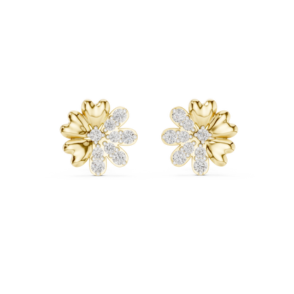Round Cluster Heart Petal Lab Grown Diamond Earring