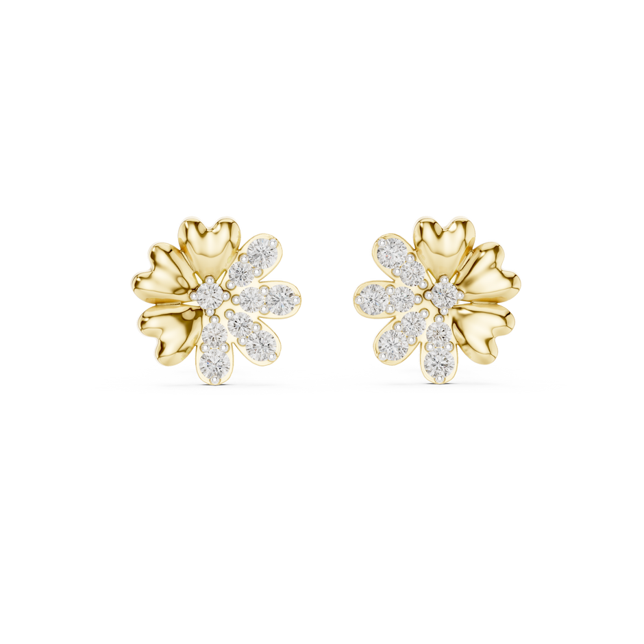 Round Cluster Heart Petal Lab Grown Diamond Earring
