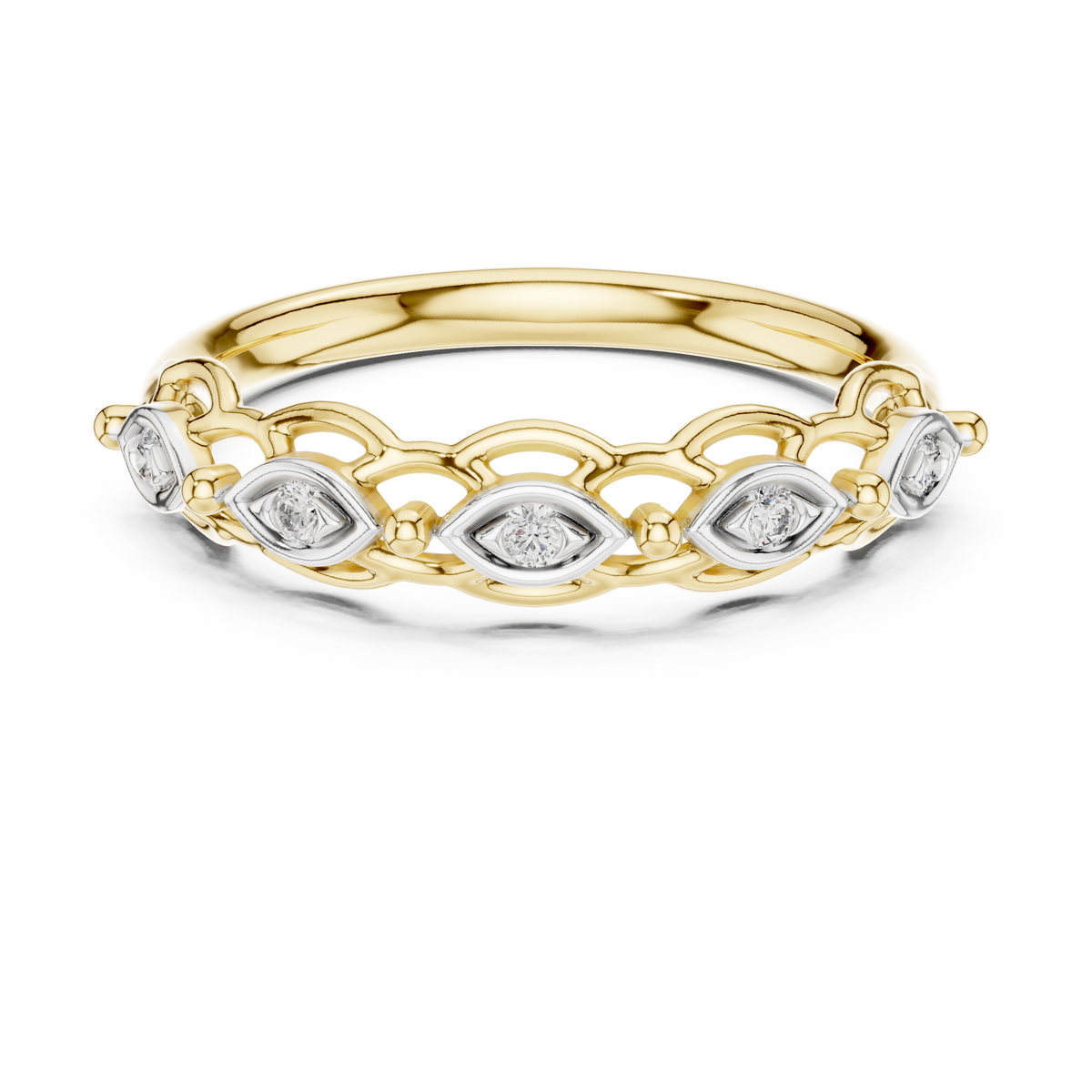 Marquise Frame Round Contour Lab Grown Diamond Ring