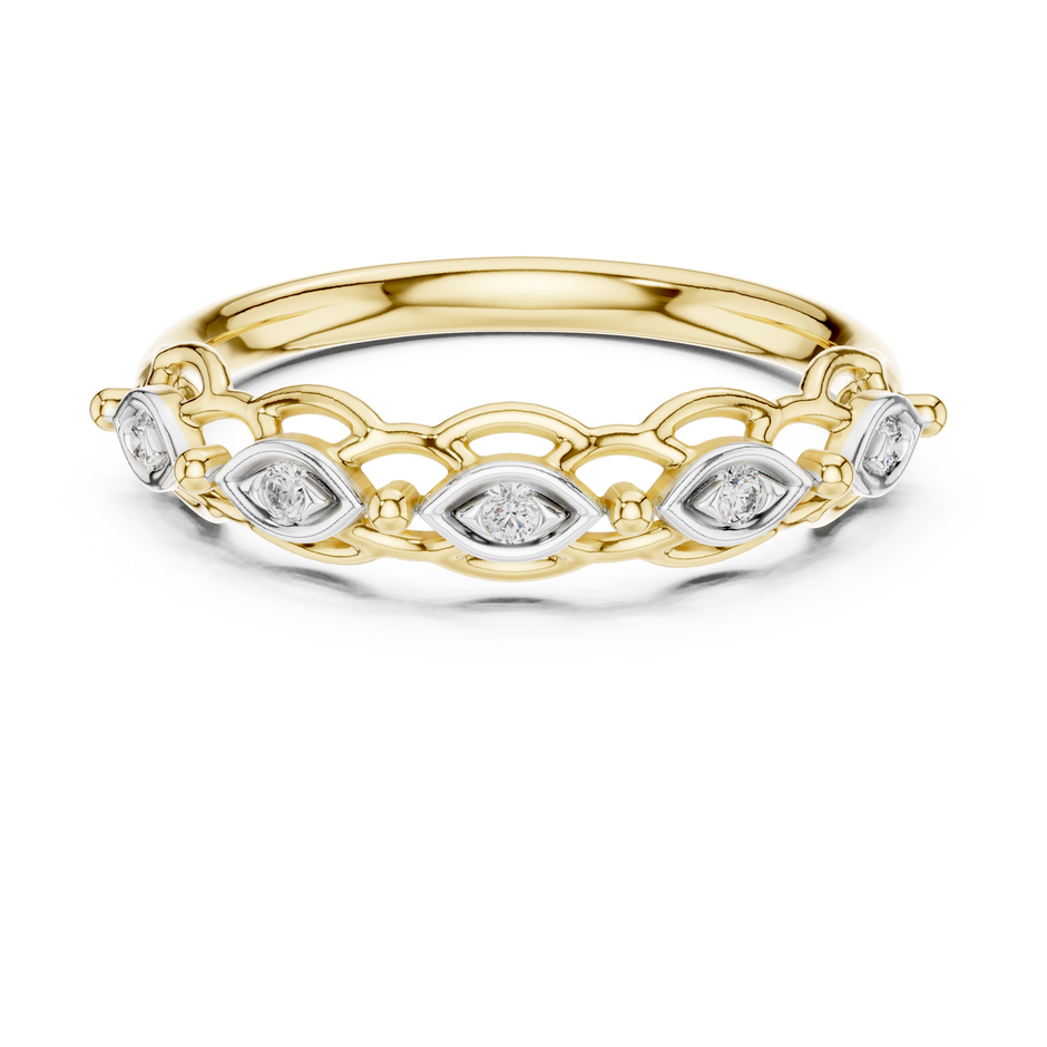 Marquise Frame Round Contour Lab Grown Diamond Ring