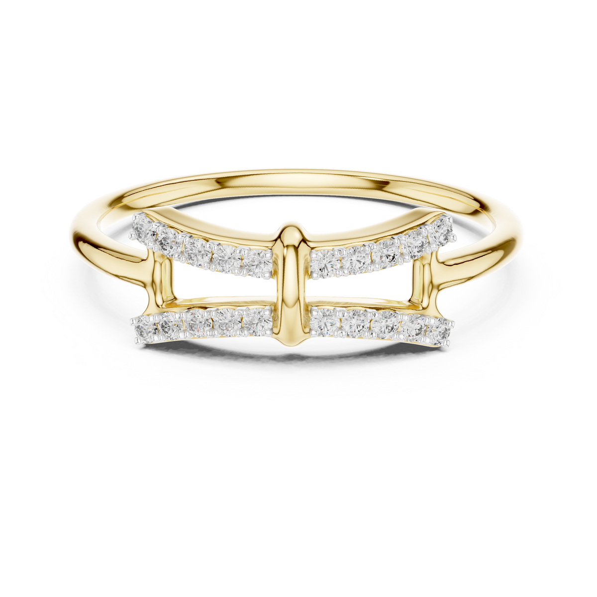 Architectural Double Bar Pave Set Lab Grown Diamond Ring