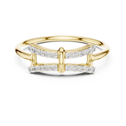 Architectural Double Bar Pave Set Lab Grown Diamond Ring