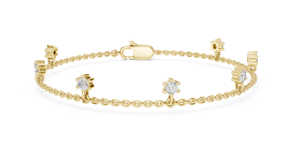 Lab Grown Diamond Dangle Station Chain Bracelet
