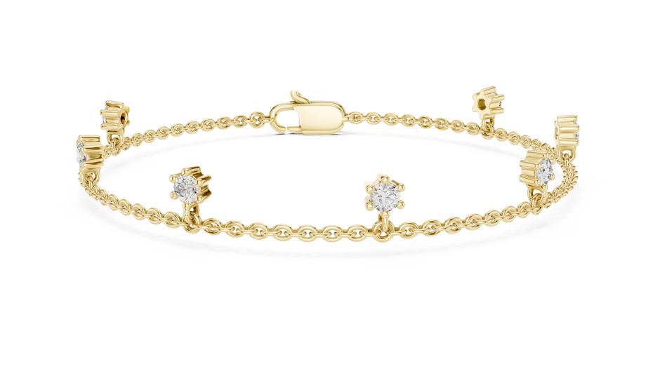 Lab Grown Diamond Dangle Station Chain Bracelet