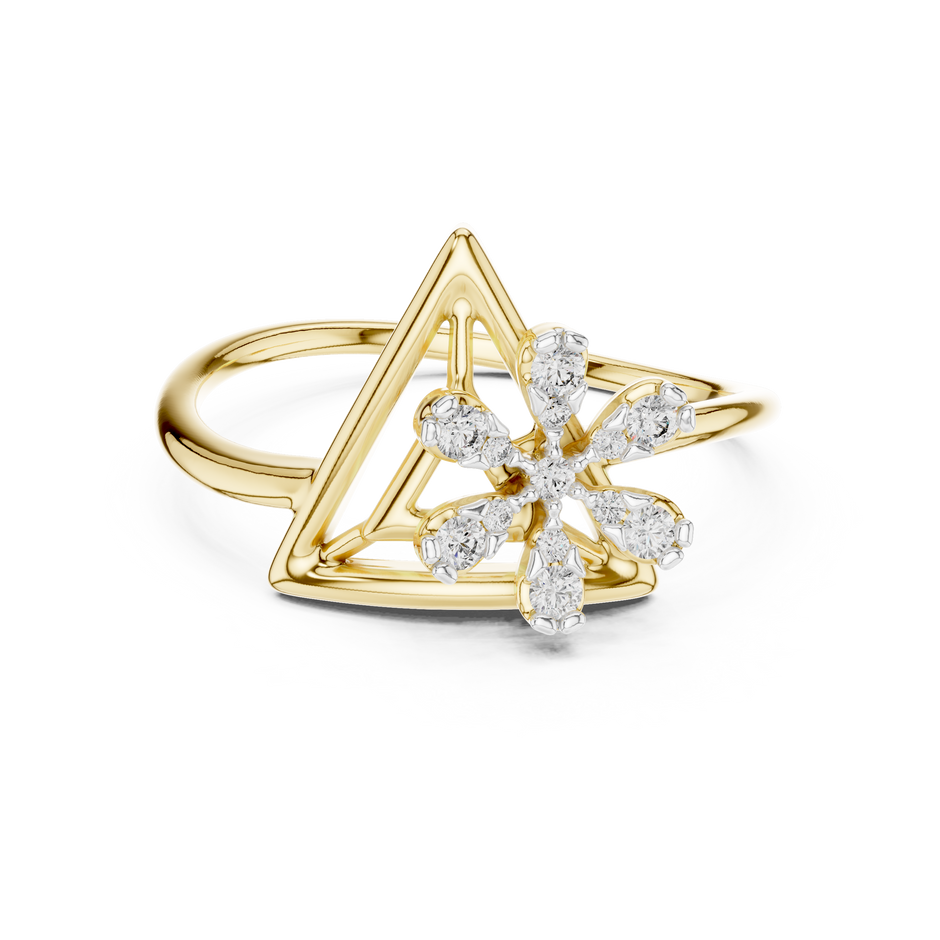 Geometric Triangular Floral Cluster Lab Grown Diamond Ring