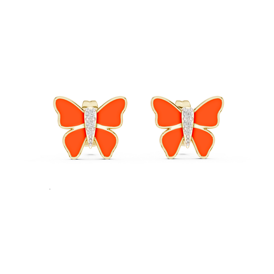 Round Pave Butterfly Motif Lab Grown Diamond Earring