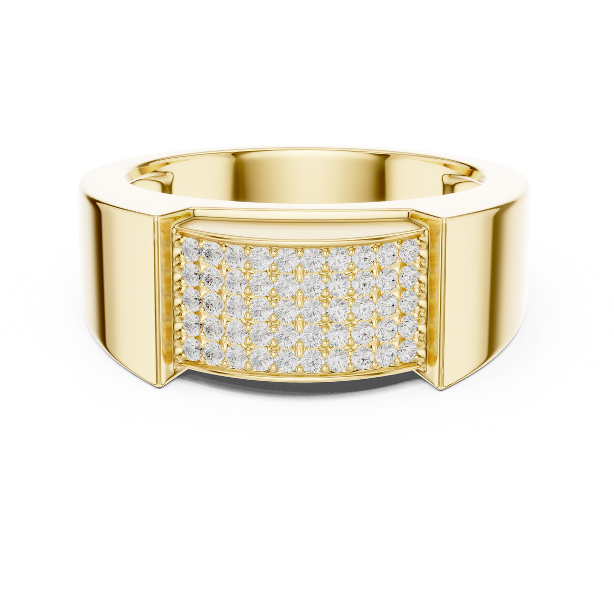 Multi Row Pave Center Round Shape Lab Grown Diamond Ring