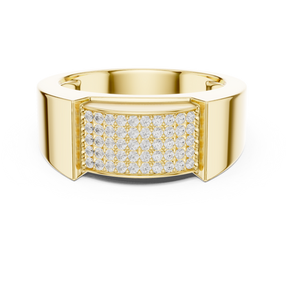 Multi Row Pave Center Round Shape Lab Grown Diamond Ring