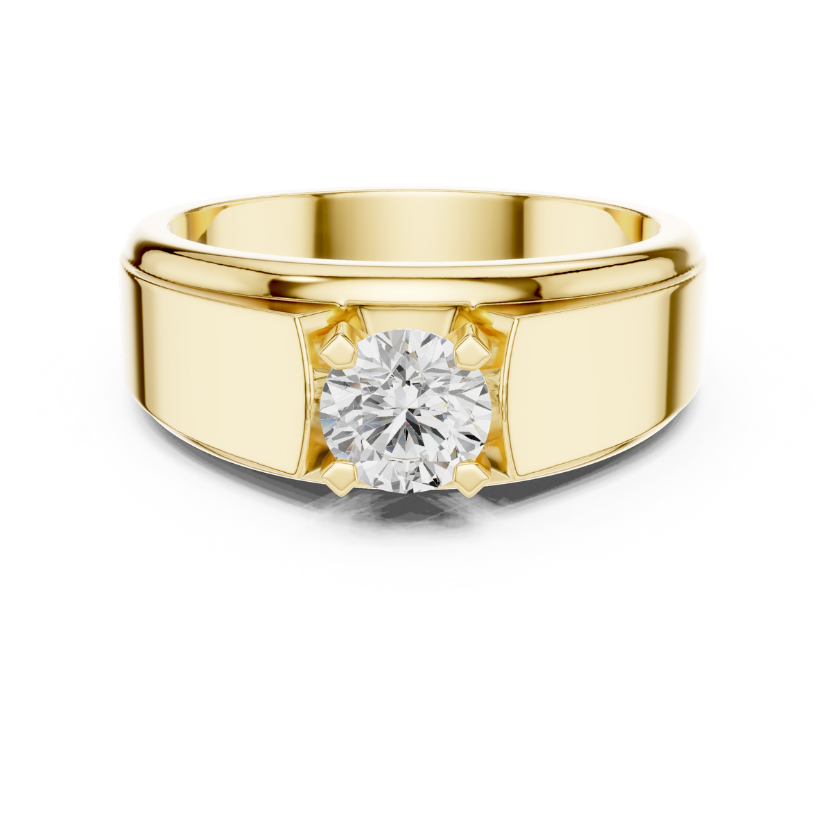 Four Prong Round Shape Lab Grown Diamond Solitaire Ring Step Band Style