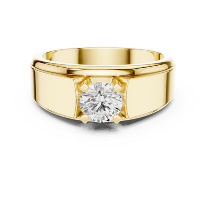 Four Prong Round Shape Lab Grown Diamond Solitaire Ring Step Band Style
