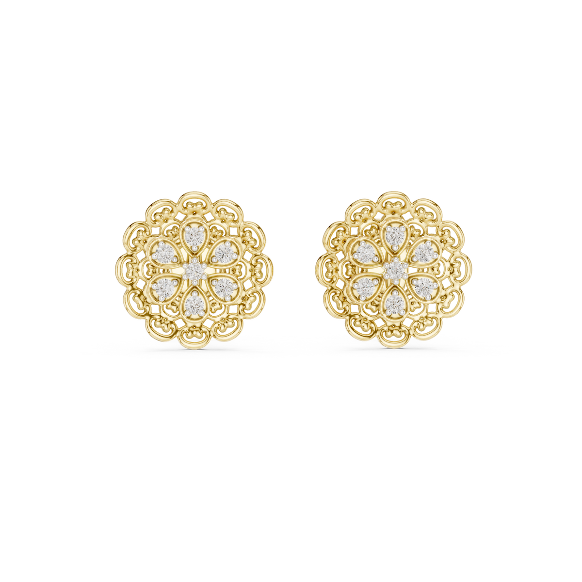 Round Cut Filigree Cluster Lab Grown Diamond Earring