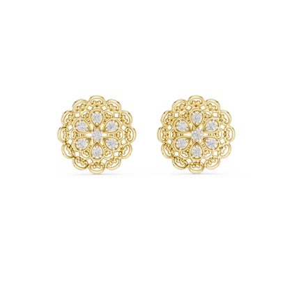 Round Cut Filigree Cluster Lab Grown Diamond Earring