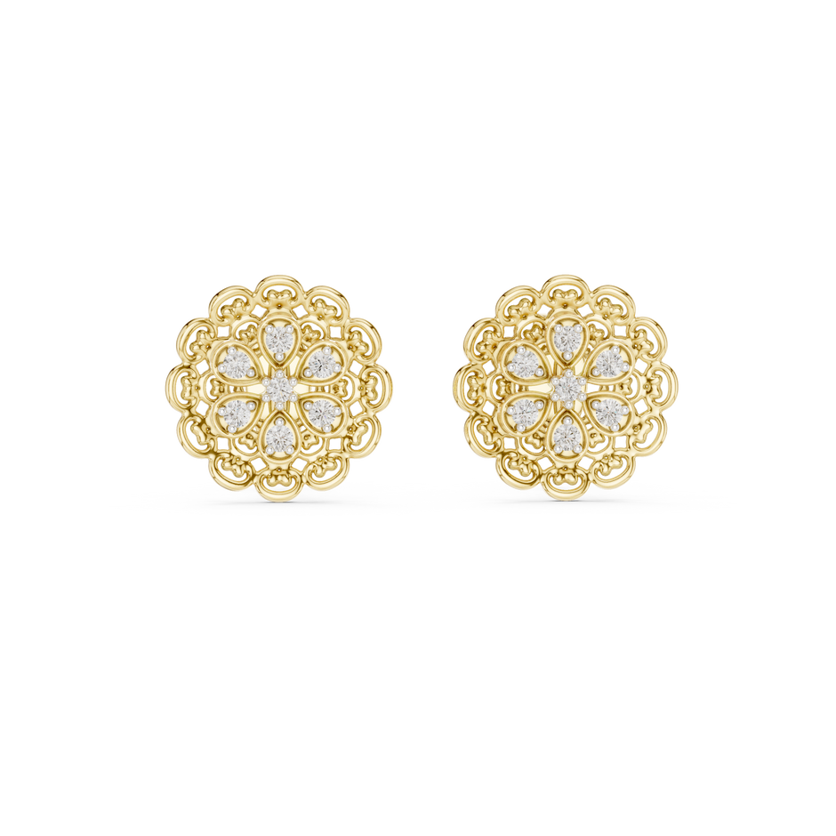 Round Cut Filigree Cluster Lab Grown Diamond Earring