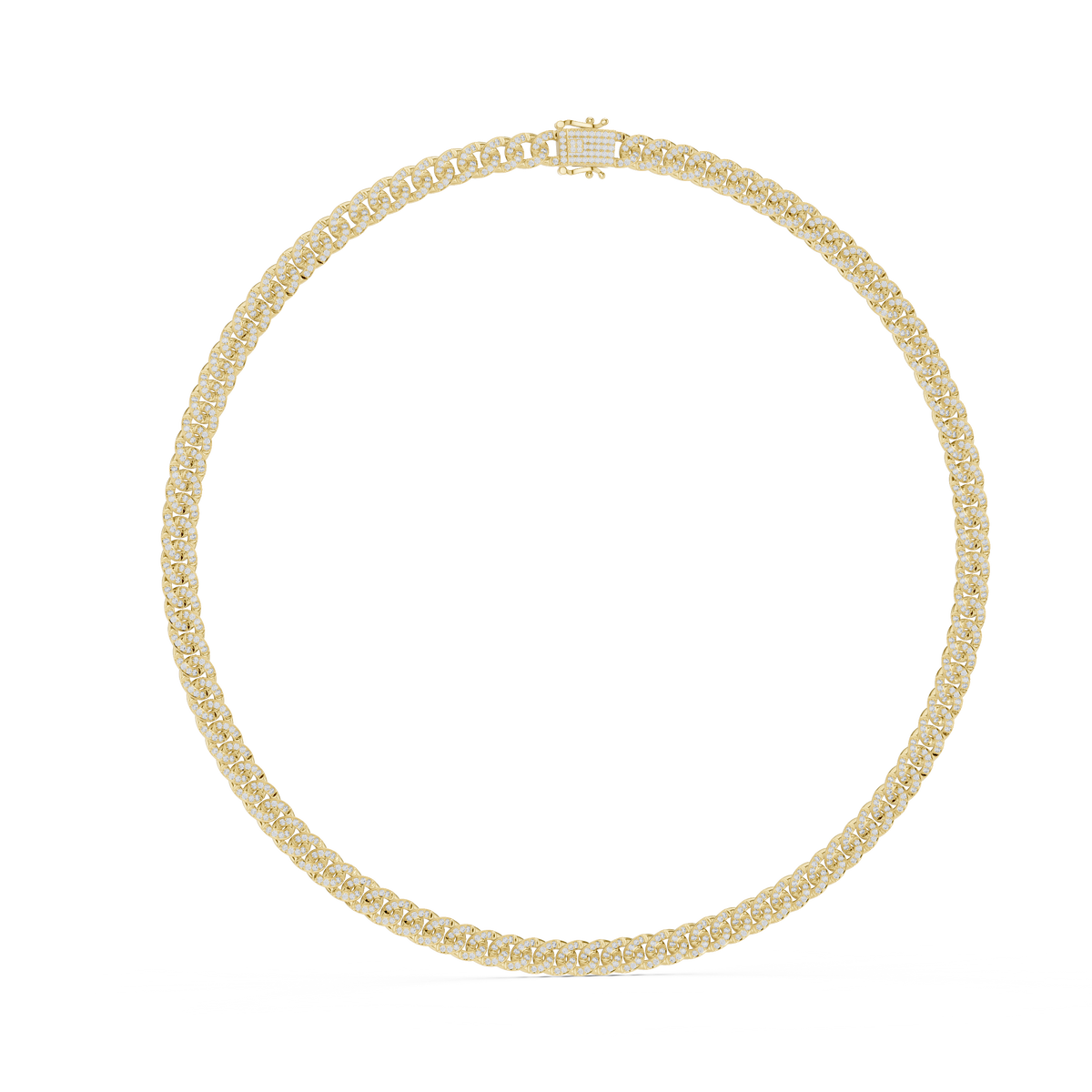 Pave Cuban Curb Link Lab Grown Diamond Chain Necklace