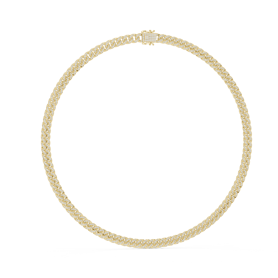 Pave Cuban Curb Link Lab Grown Diamond Chain Necklace