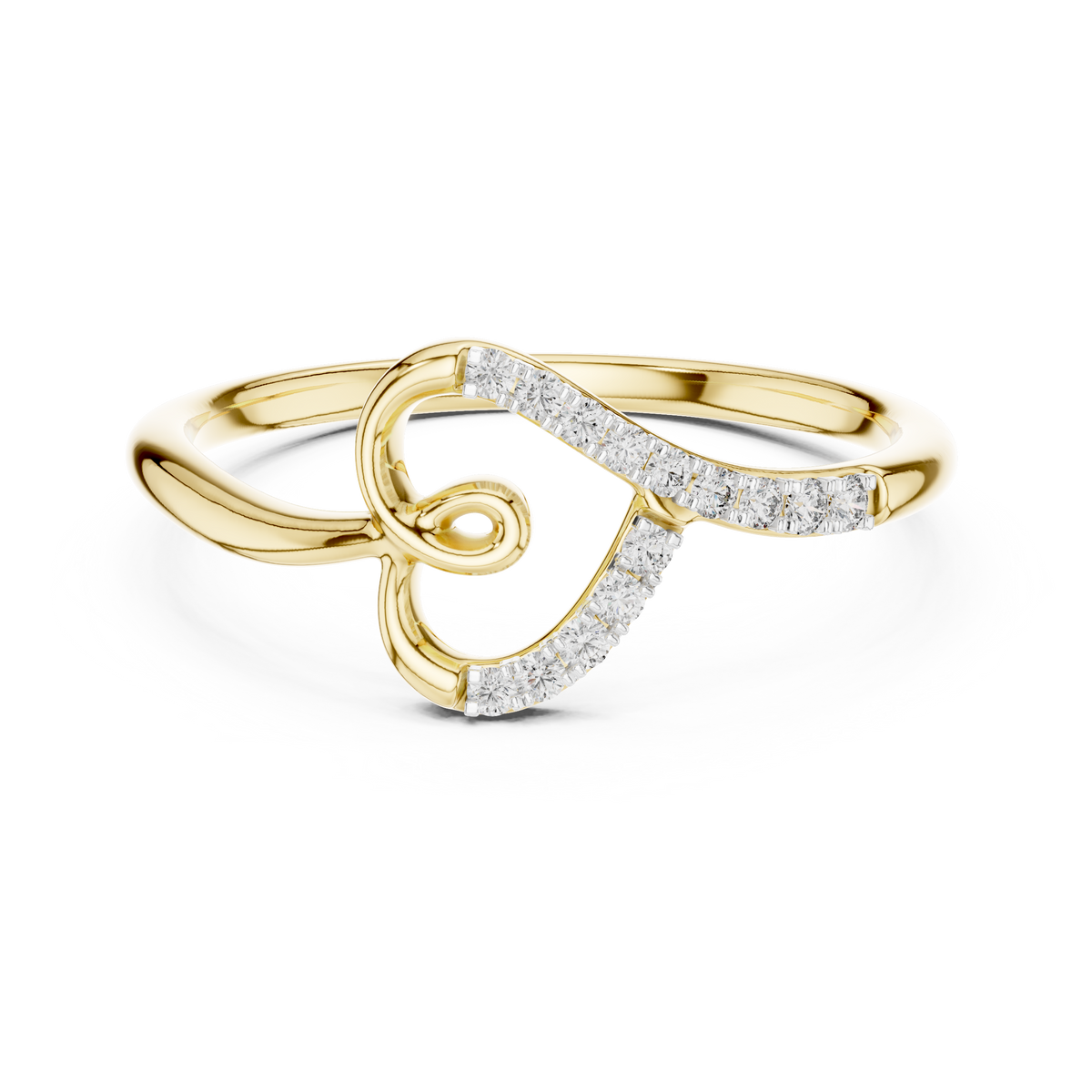 Swirl Heart Loop Pave Set  Lab Grown Diamond Ring
