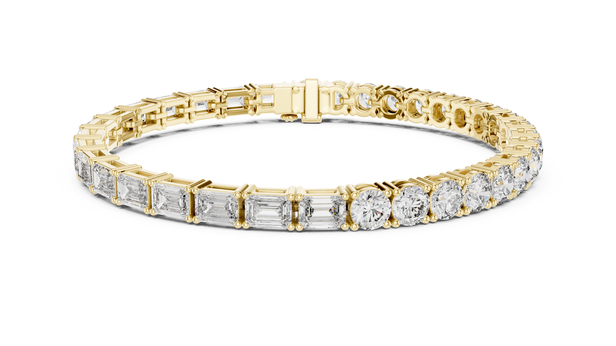 Dual-Cut Emerald & Round Lab Diamond Tennis Bracelet