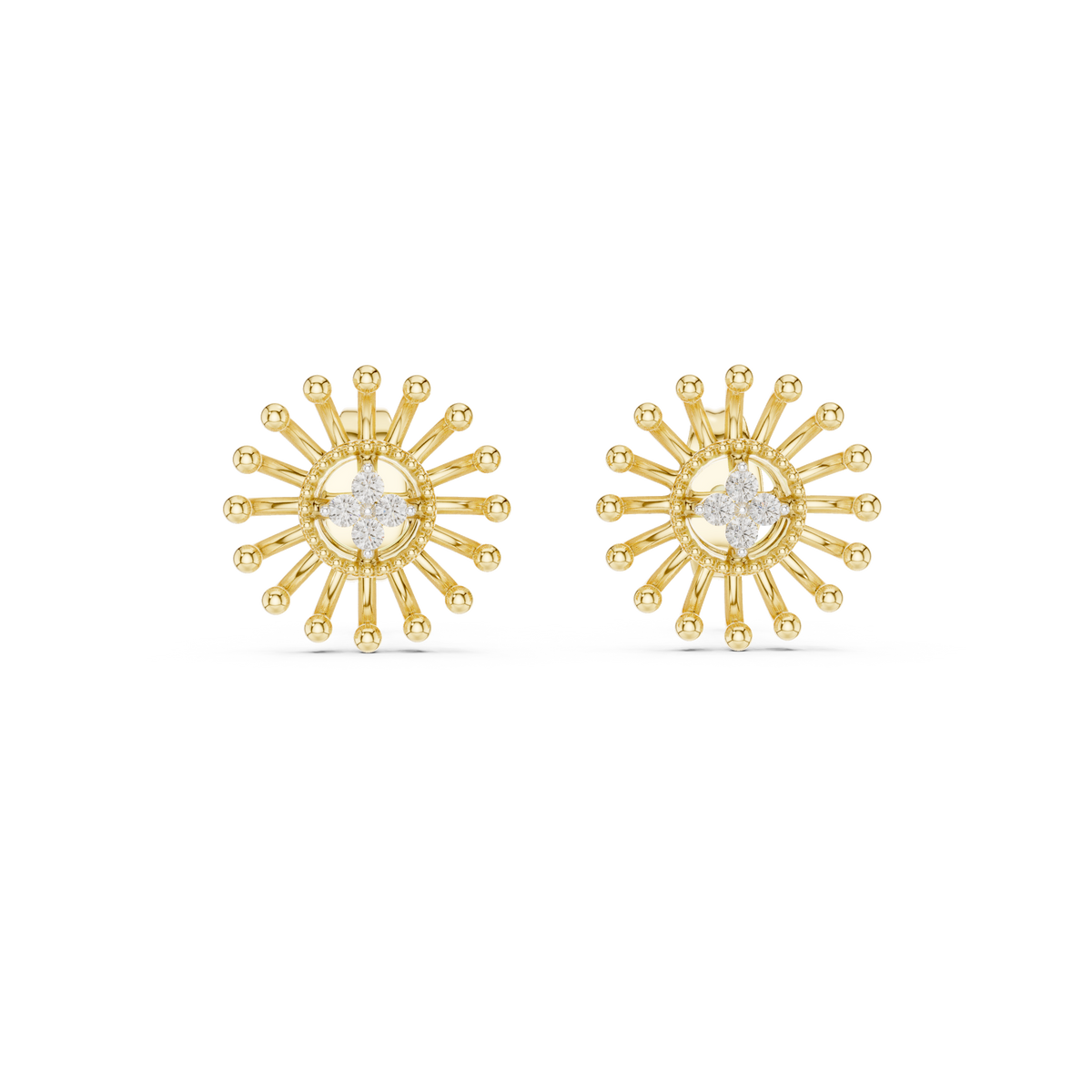 Round Cut Sunburst Cluster Lab Grown Diamond Earring