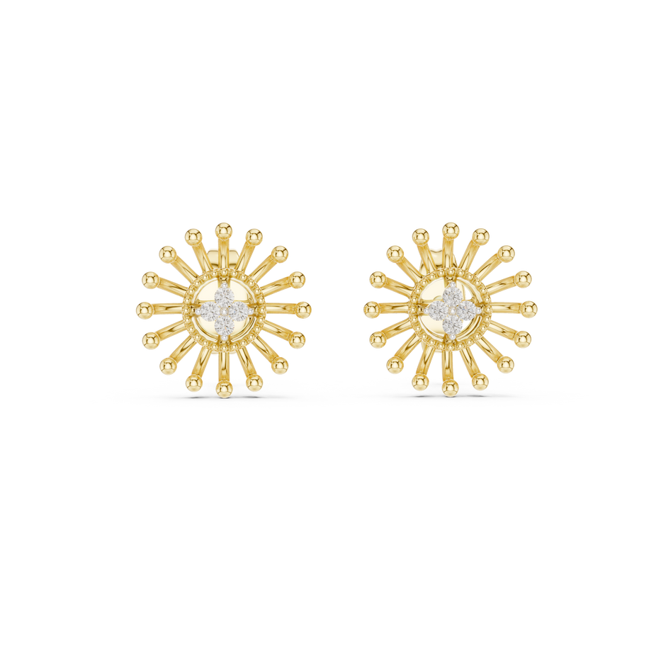 Round Cut Sunburst Cluster Lab Grown Diamond Earring