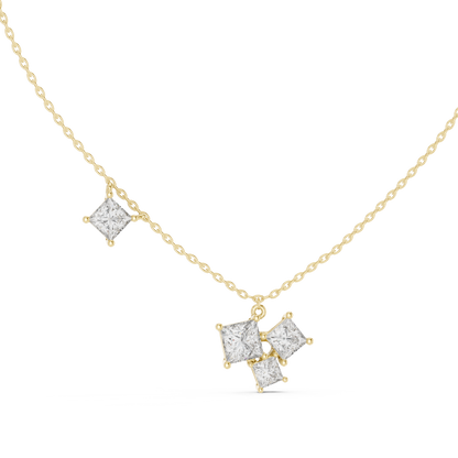 Princess Cut Lab Grown Diamond Station & Cluster Drops Pendant