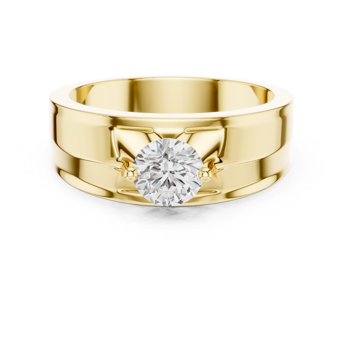 Two Prong Round Shape Lab Grown Diamond Ring Floating Solitaire Band