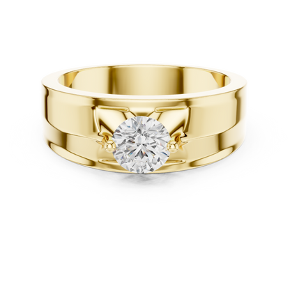 Two Prong Round Shape Lab Grown Diamond Ring Floating Solitaire Band