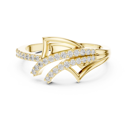 Asymmetric Openwork Bypass Lab Grown Diamond Statement Ring