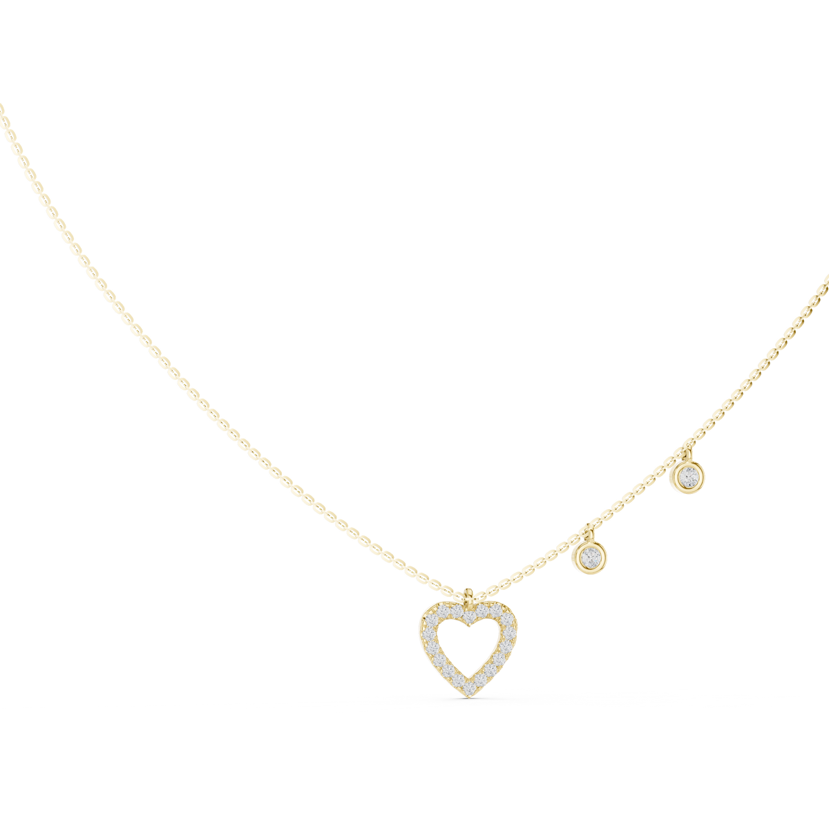 The Sweetheart Pave Heart & Bezel Station Lab Grown Diamond Pendant.