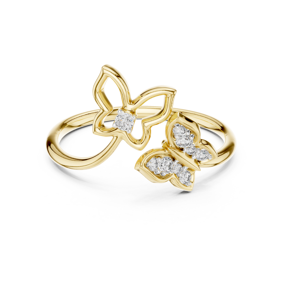 Dual Butterfly Pave Set Lab Grown Diamond Ring