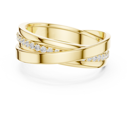 Crossover Wave Pave Round Shape Lab Grown Diamond Ring