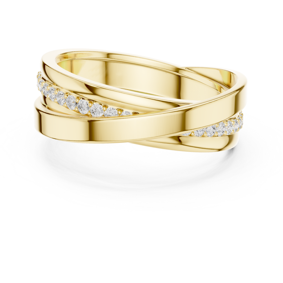 Crossover Wave Pave Round Shape Lab Grown Diamond Ring