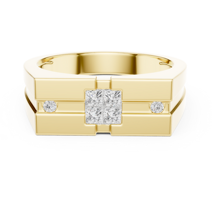 Quad Princess Cut Lab Grown Diamond Ring Flat Band Style