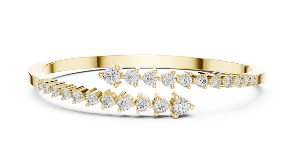 The Celestial Graduated Bypass Lab Grown Diamond Bangle Bracelet.