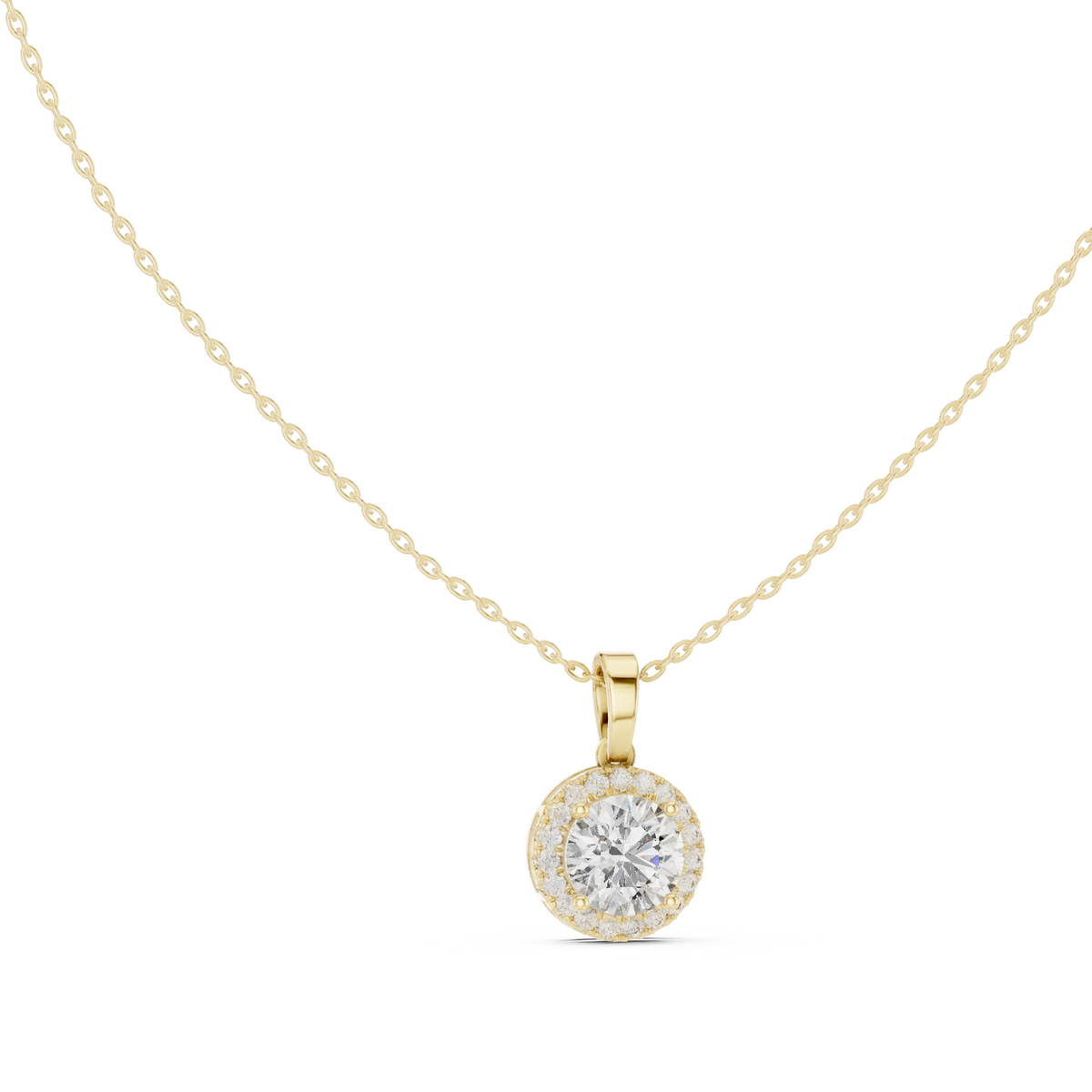 Round 2.1 Ct Lab Grown Diamond Halo Pendant