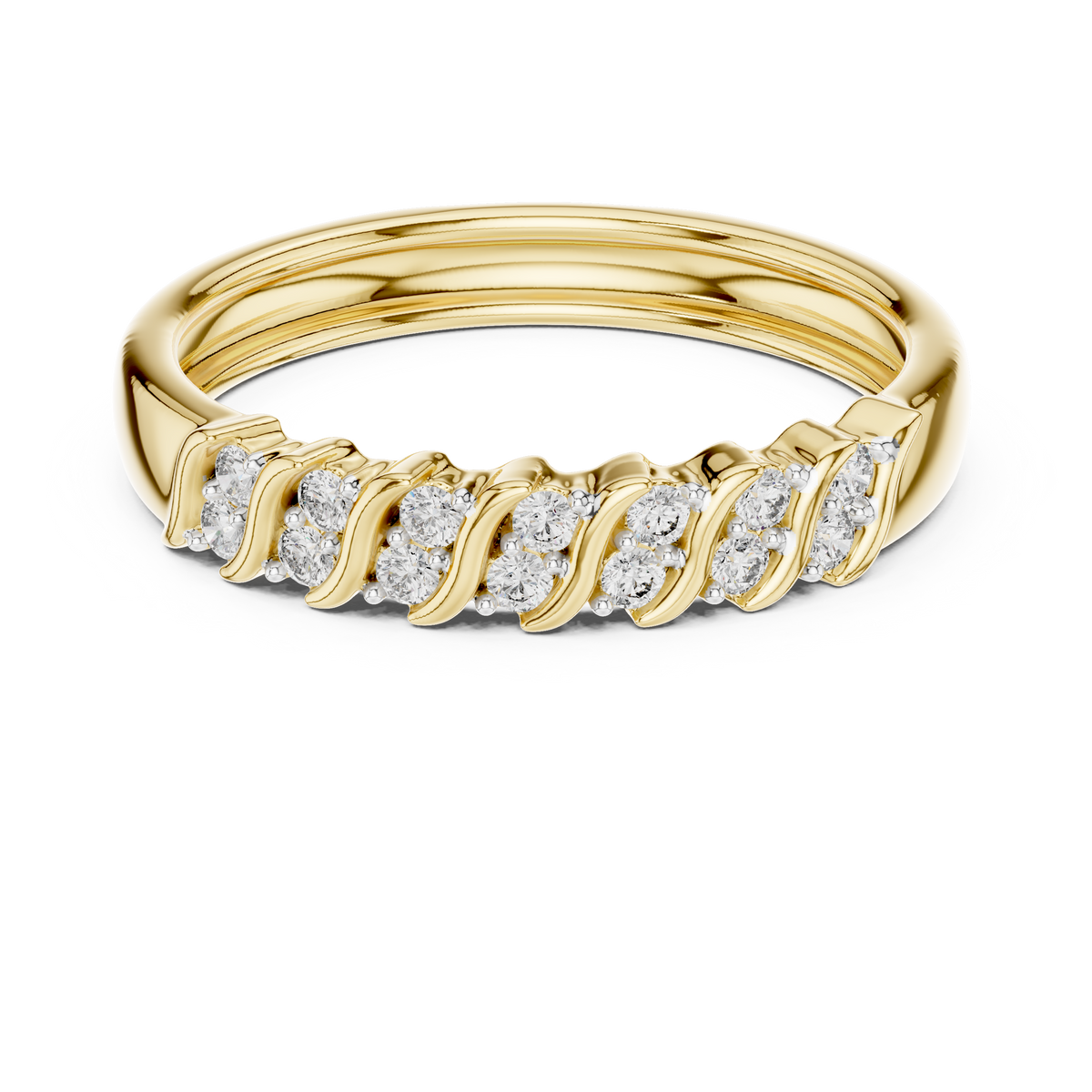 Swirl S-Curve Pave Set Lab Grown Diamond Ring